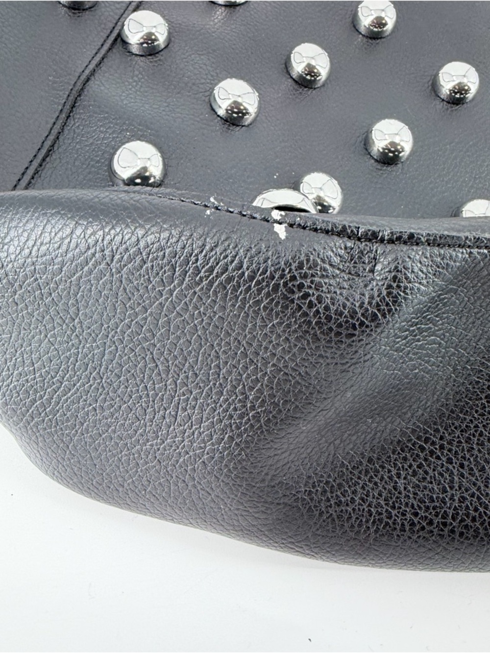 Anthropologie Sonia Medium Slouchy Studded Tote Bag Black Vegan Leather - Picture 3 of 10
